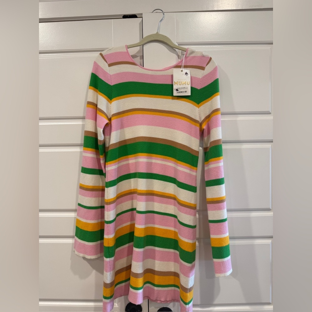 Show Me Your MuMu Vibrant Multicolor Striped Long Sleeve Dress